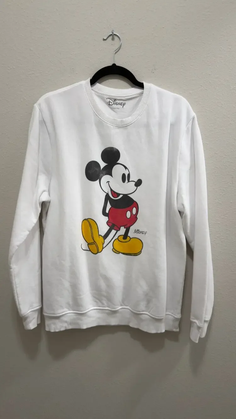 Disney White Classic Mickey Mouse Graphic Crewneck Sweatshirt XL